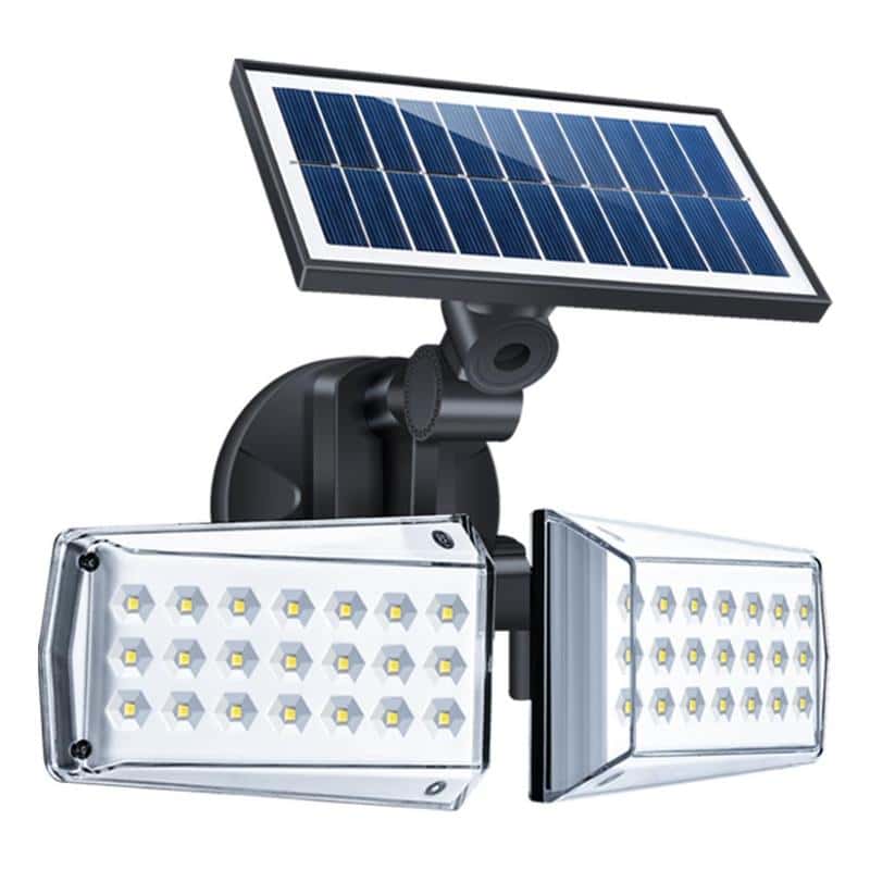Lampara Solar Jardín Doble Foco Led