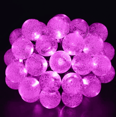 Guirnalda Solar Exterior Led Rosa 30 Bola De Burbuja