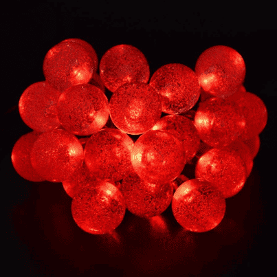 Guirnalda Solar Exterior Led Rojo 30 Bola De Burbuja
