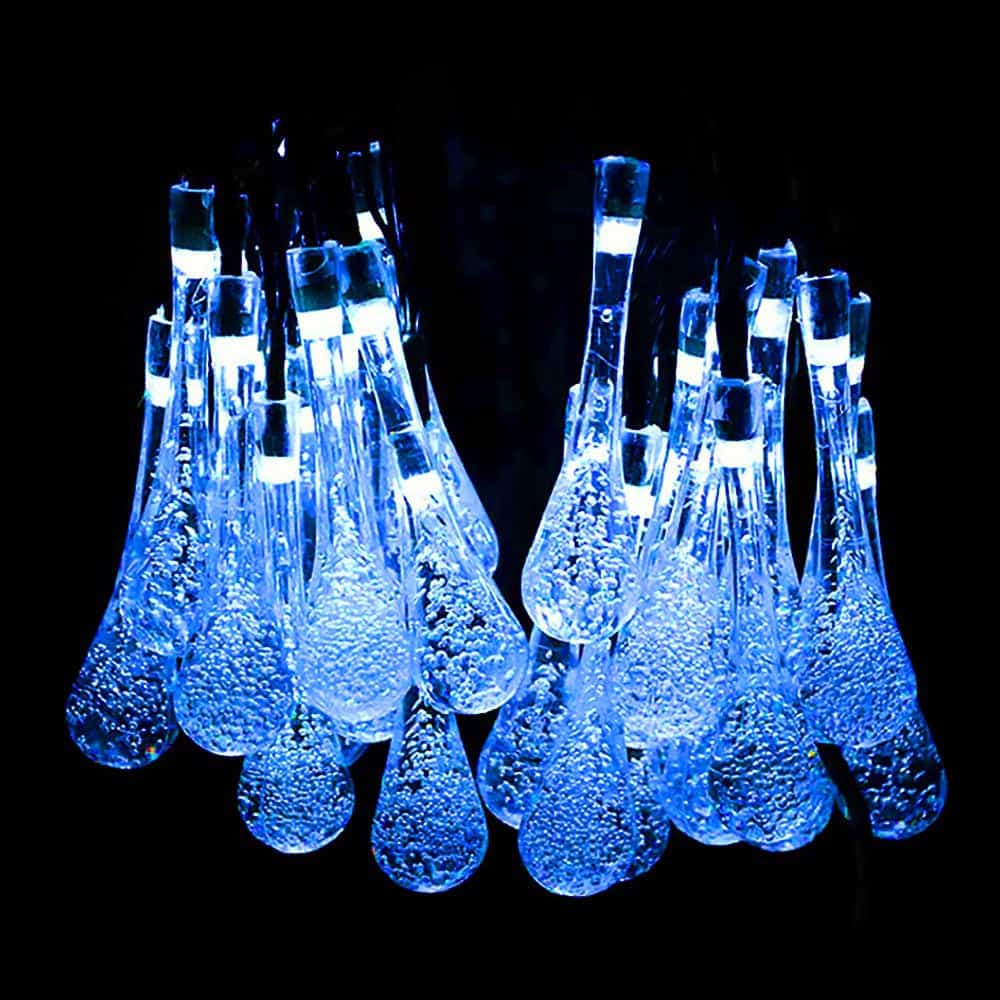Guirnalda Solar Exterior Azul 20 Gota De Burbuja