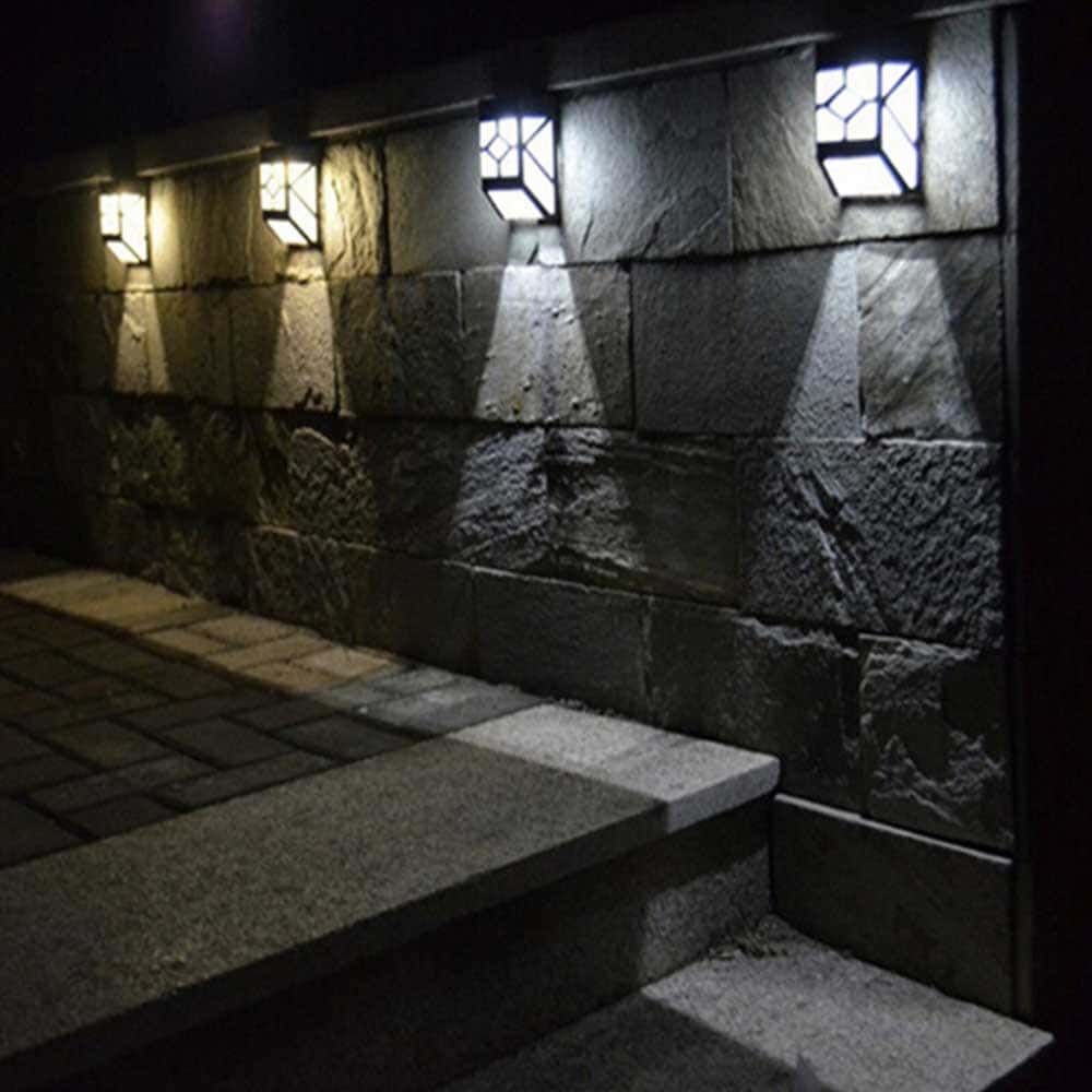 Aplique Solar Exterior 2 Luces Nocturnas Negras