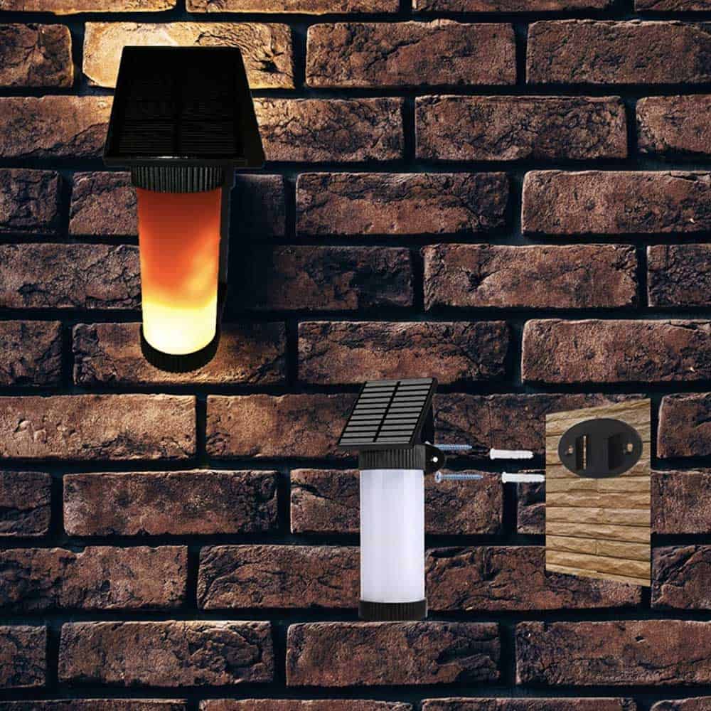 Aplique Solar Exterior Luz Nocturna De Llama