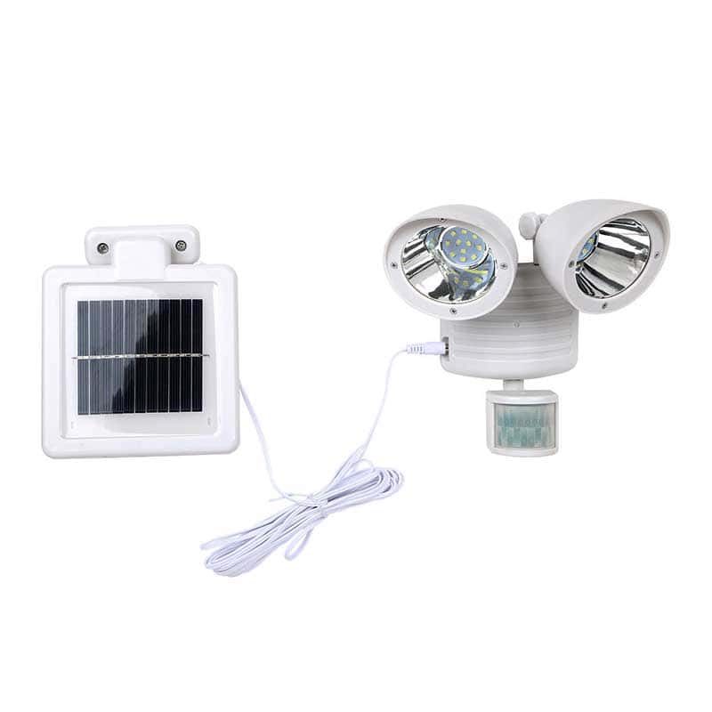 Lampara Luz Solar Jardín "Proyector Doble Blanco"