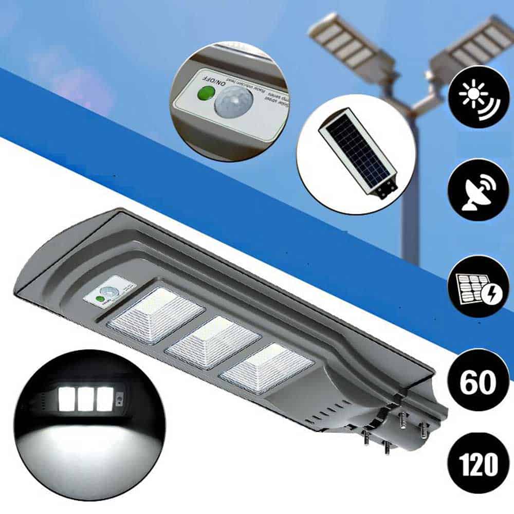 Farola Led Solar Exterior Triple Bloque Led Gris 20/40/60 Watt