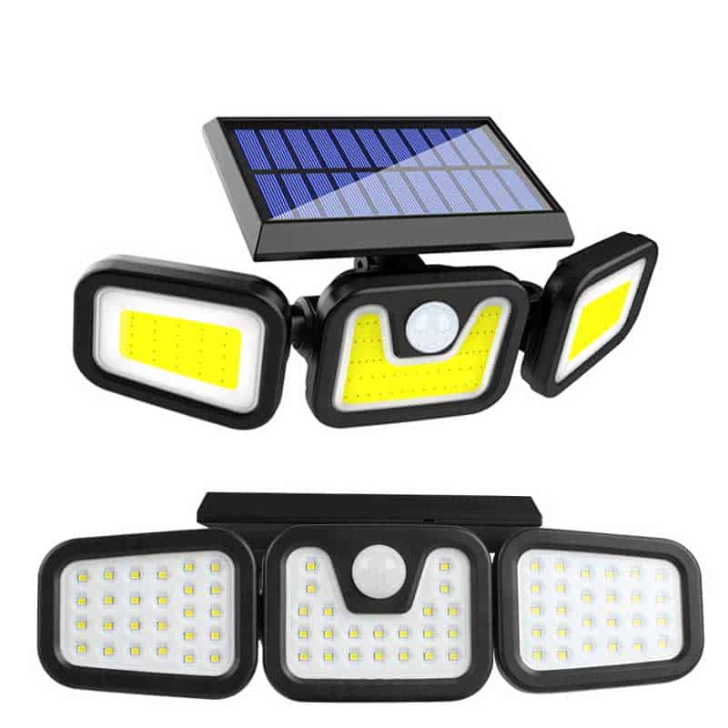 Lampara Luz Solar Jardín Triple Bloque Led 360°