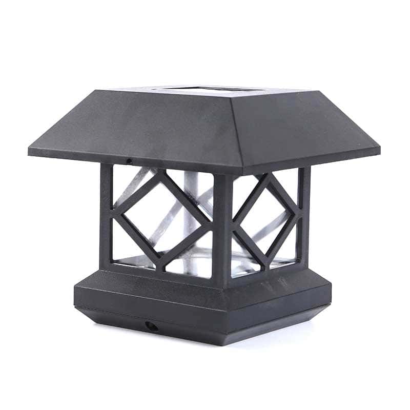 Lampara Solar Exterior Jardín "Sombrero De Pilar Cuadrado" Negro