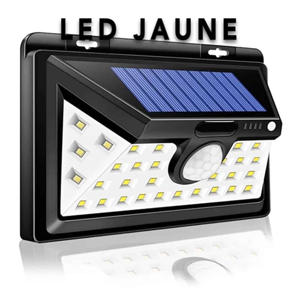 Aplique Solar Exterior Led Amarillo Negro