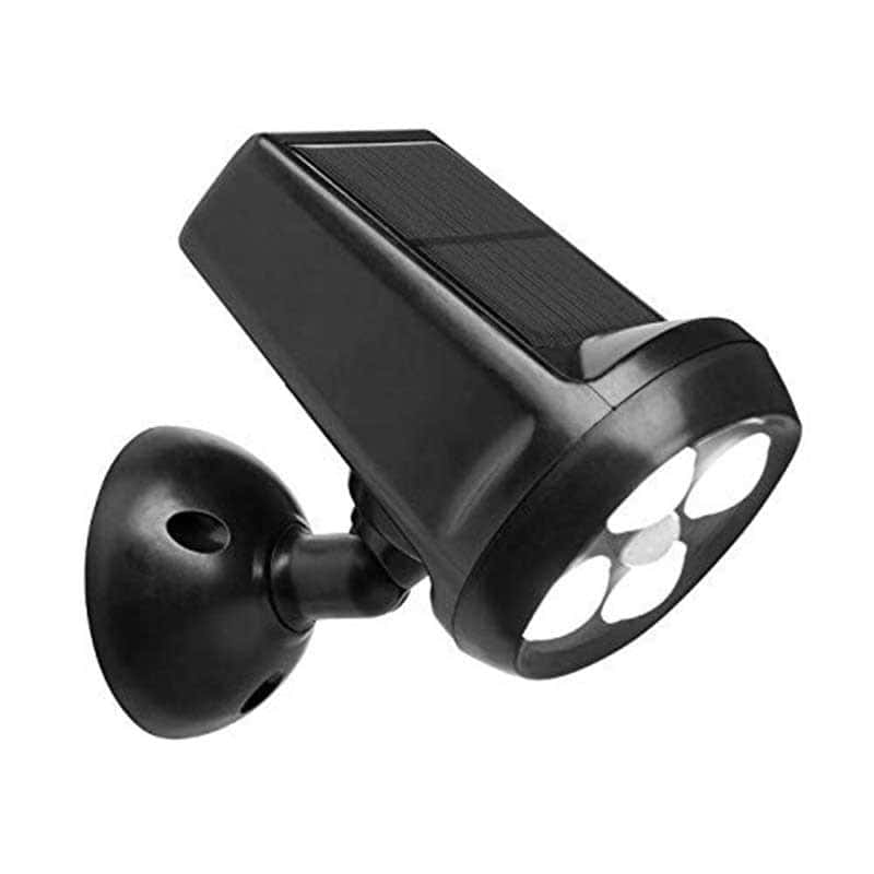 Lampara Solar Exterior Jardín "Proyector 4 Led Negro"