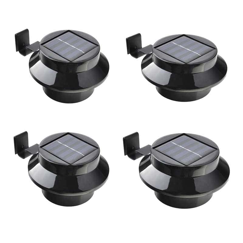 Lampara Solar Exterior Jardín Redonda Negra (4Pcs)