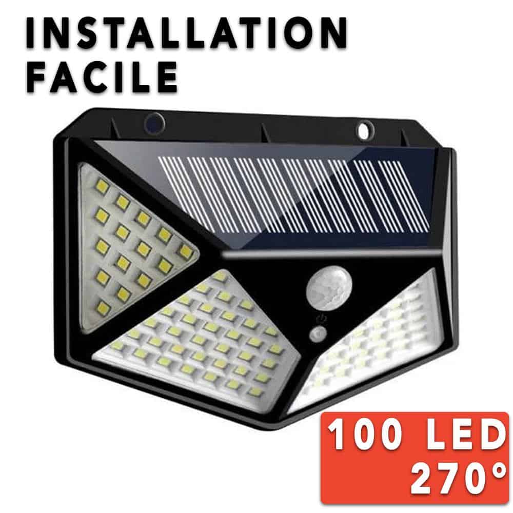 Aplique Solar Exterior 100 Led Negro (Pir)
