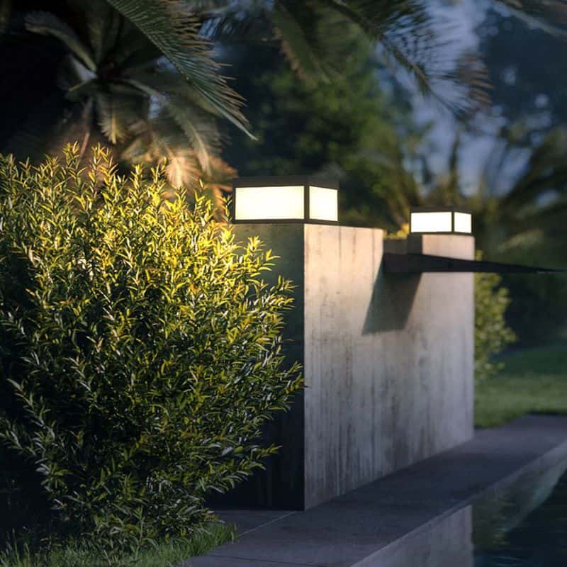Lampara Exterior Solar Diseño Cubo Solar Bajo