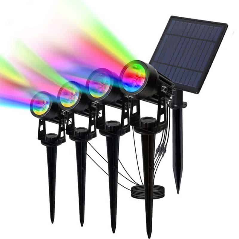 Lampara Solar Jardín 4 Proyector Led Multicolor