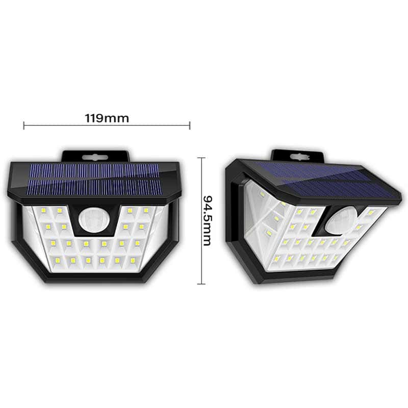 Aplique Solar Exterior 28 Led Negro (Pir)
