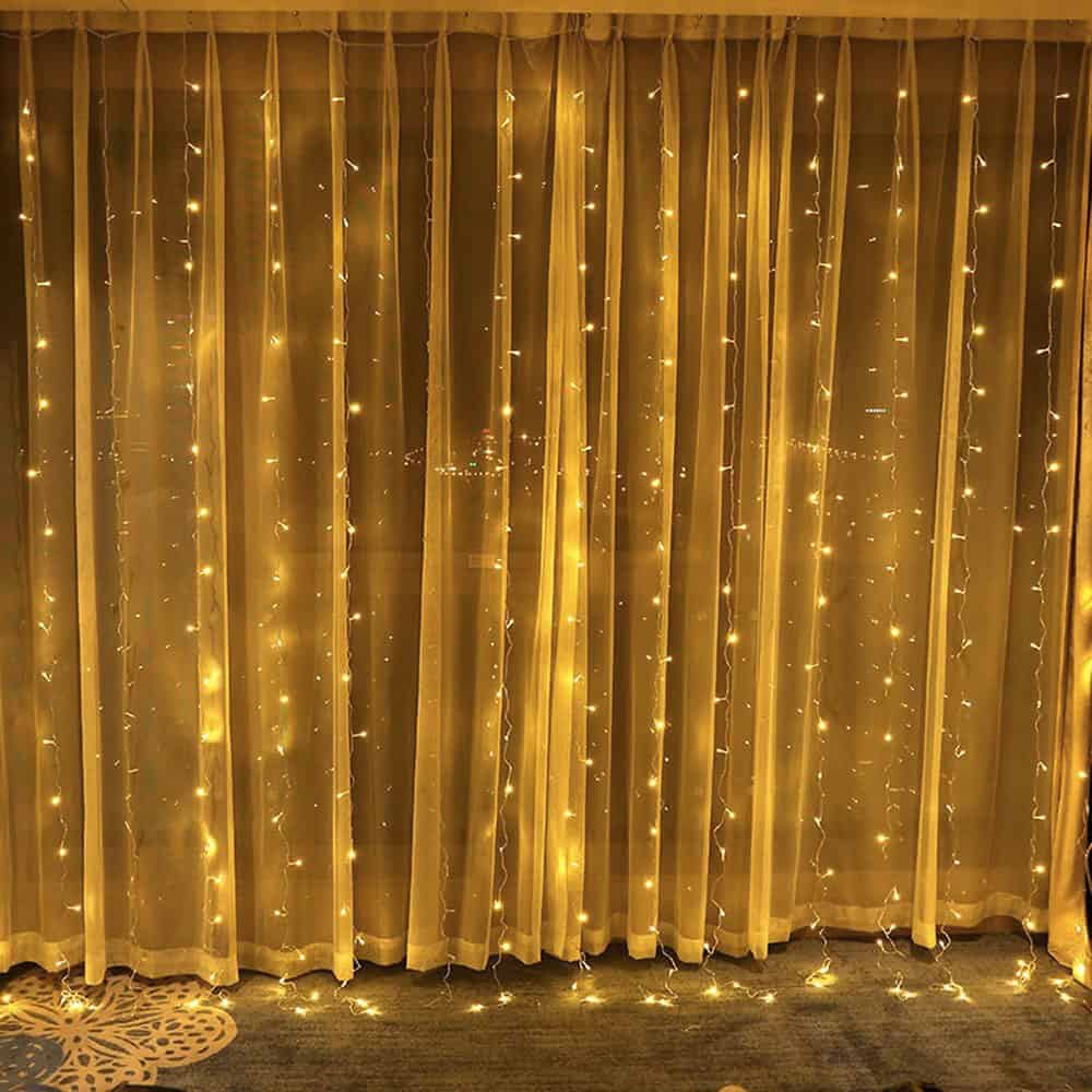 Guirnalda Solar "Cortina Luminosa 200 Led Amarillo"