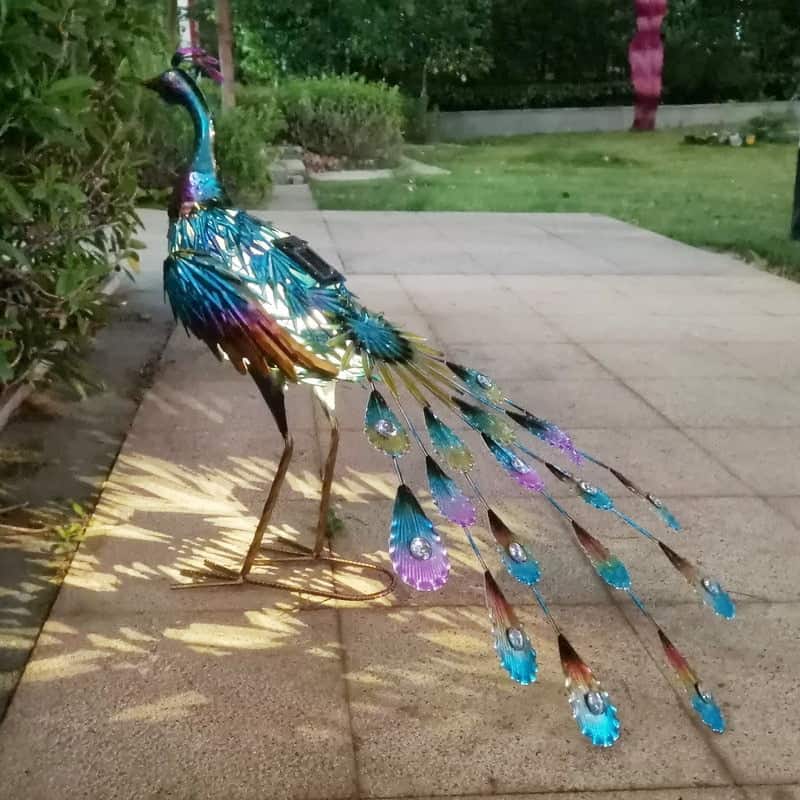 Pavo Real Solar Metálico Luminoso
