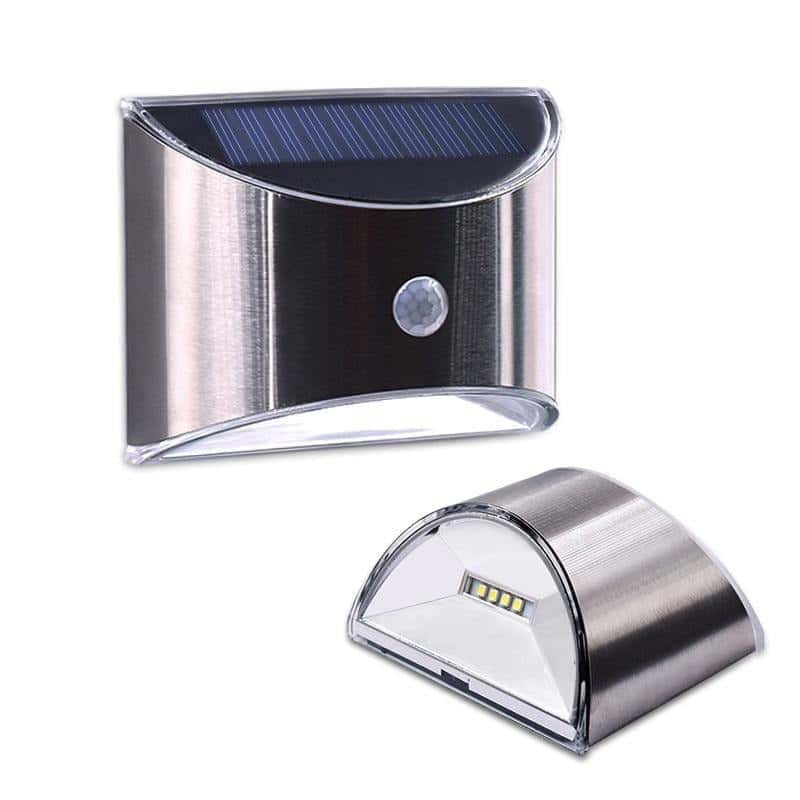 Aplique Solar Exterior Detector Led En Acero Inoxidable