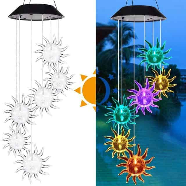 Lampara Solar Colgante - Carillon Los Seis Girasoles