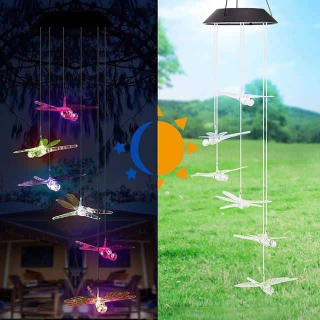 Lampara Solar Colgante - Carillon Las 6 Libélulas