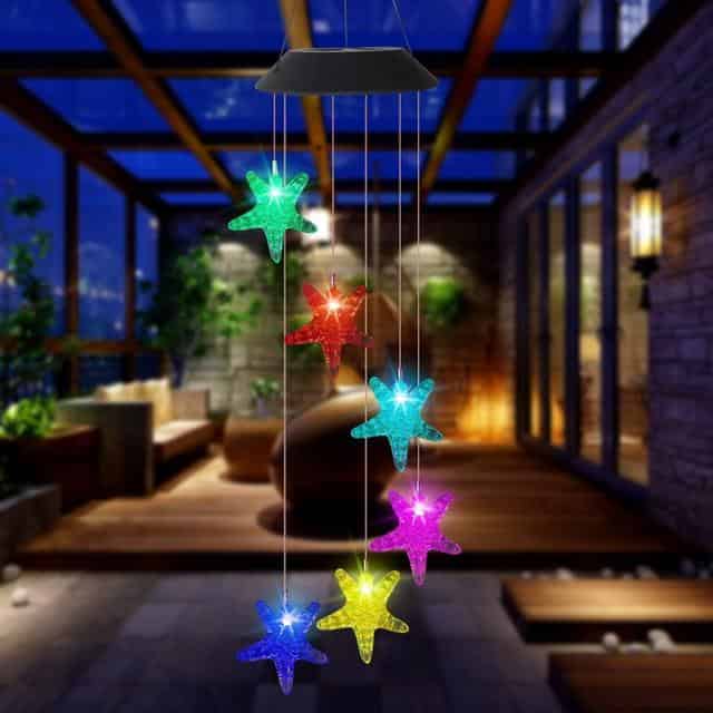 Lampara Solar Colgante - Carillon A Colgar "Estrella De Mar Multicolor"