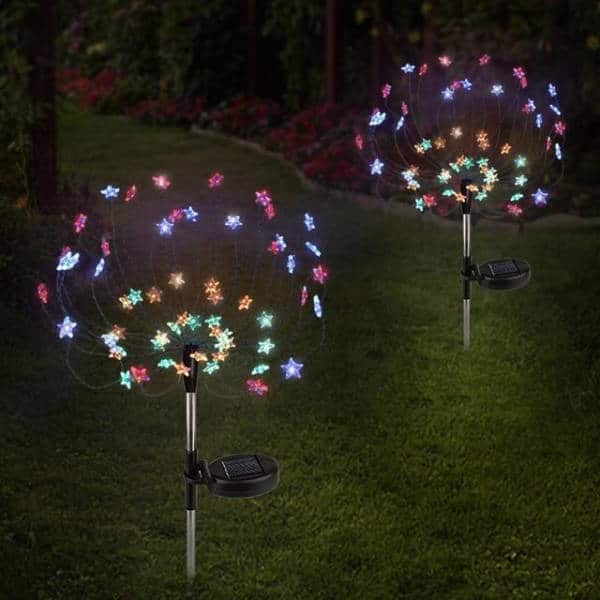 Estaca Luz Solar Jardin "Fuegos Artificiales Estrellados" (2Pcs)