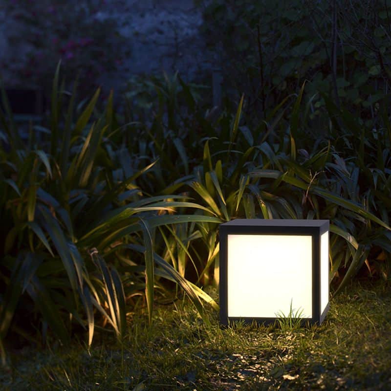 Lampara Exterior Solar Diseño Exterior De Calidad Vzvi Cubo Solar Alto (30 Cm)