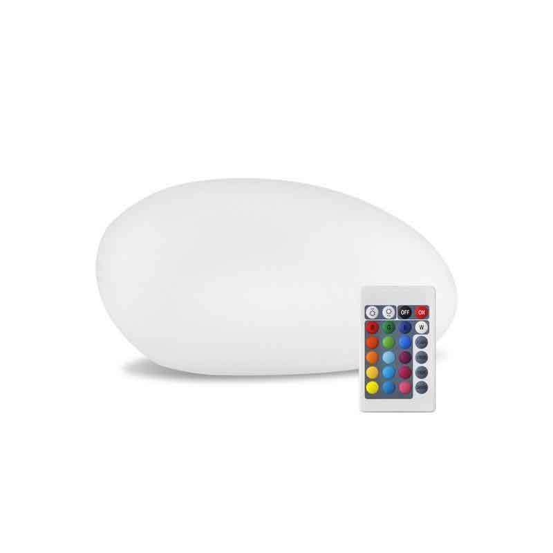 Lampara Solar Exterior Jardín "Gran Guijarro Blanco Multicolor"