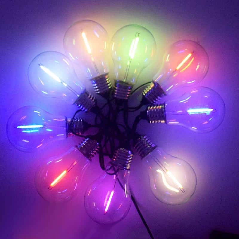 Guirnalda Luces Exterior Solar De Jardín 10 Bombilla Led Multicolor