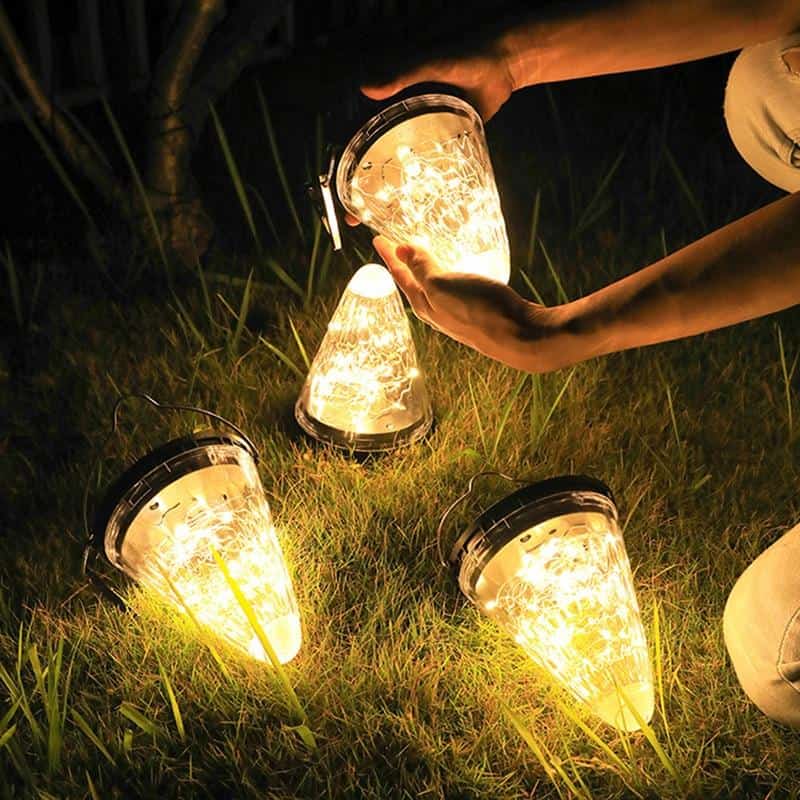 Lámpara Solar A Colgar "Cono Transparente Con Led"