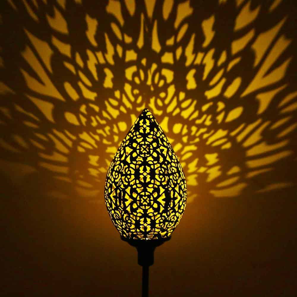 Lampara Solar Jardin Estaca Gota De Agua Luminosa"
