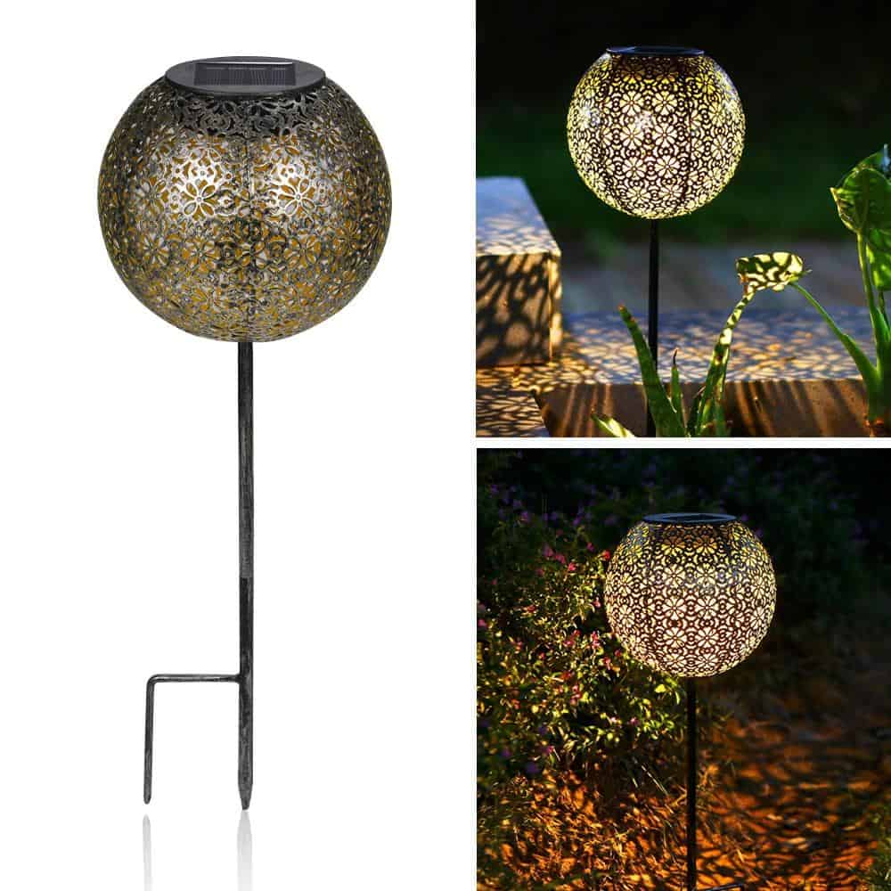 Lampara Solar Estaca "Bola De Bronce Luminoso"