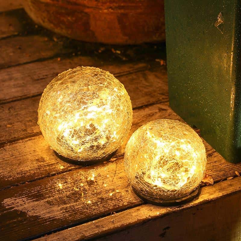 Lámpara Solar Jardín "Bola De Vidrio Agrietado"