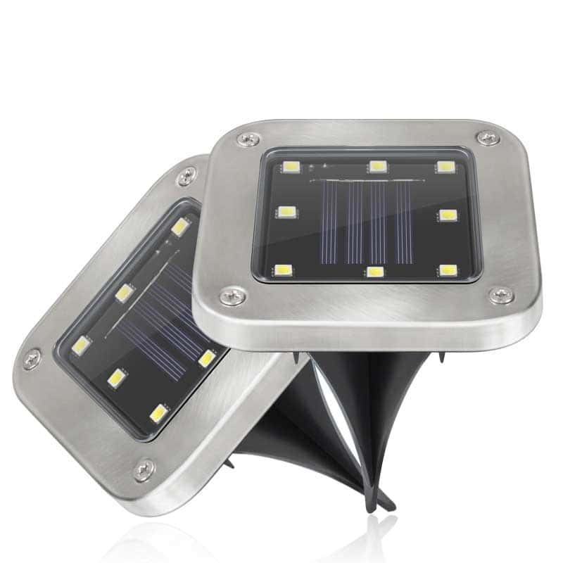 Baliza Solar Led Exterior "2 Estaca De Suelo En Acero Inoxidable" (Cuadrado)