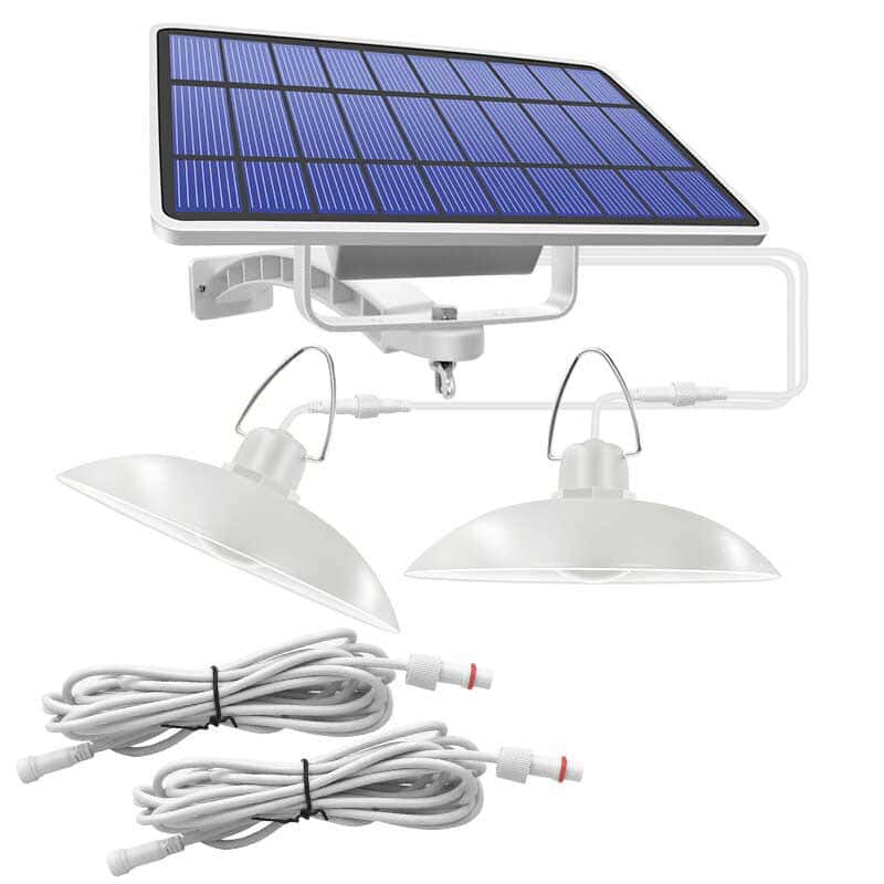 Lampara Solar Exterior Jardín "Doble Lámpara Blanca"
