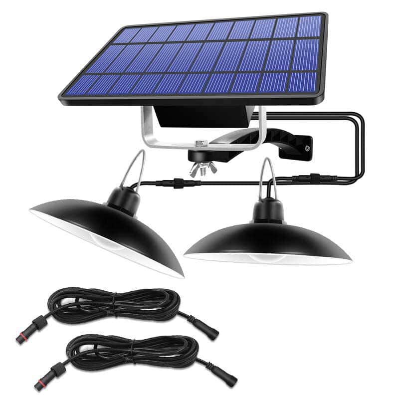 Lampara Solar Exterior Jardín "Doble Lámpara Negra"