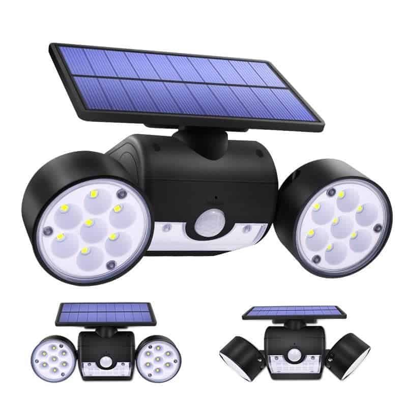 Lampara Solar Jardín Doble Foco Con Detector (30Led)