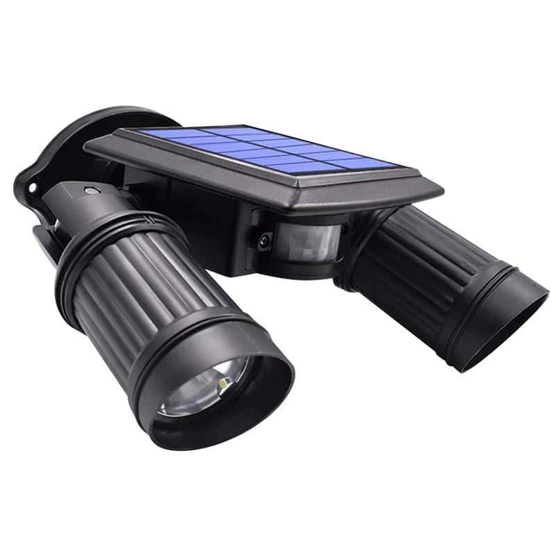Lampara Solar Jardín "Doble Foco Led Negro"