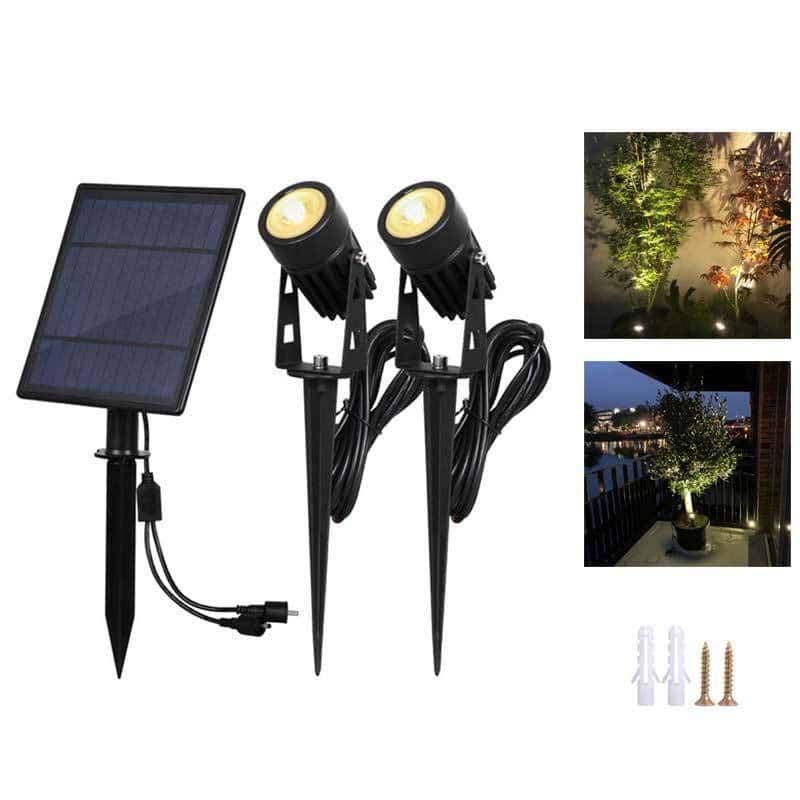 Lampara Solar Jardín Doble Foco Potente