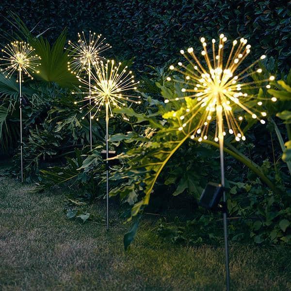 Estaca Solar Jardín Fuego Artificial Amarillo