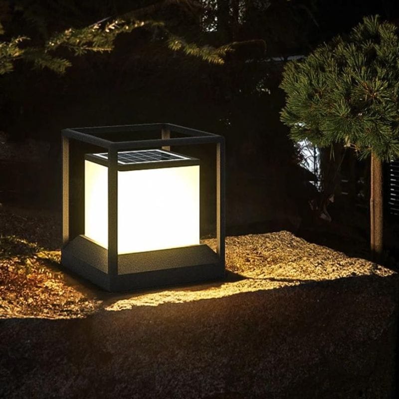 Lampara Exterior Solar Diseño Columna Cubo
