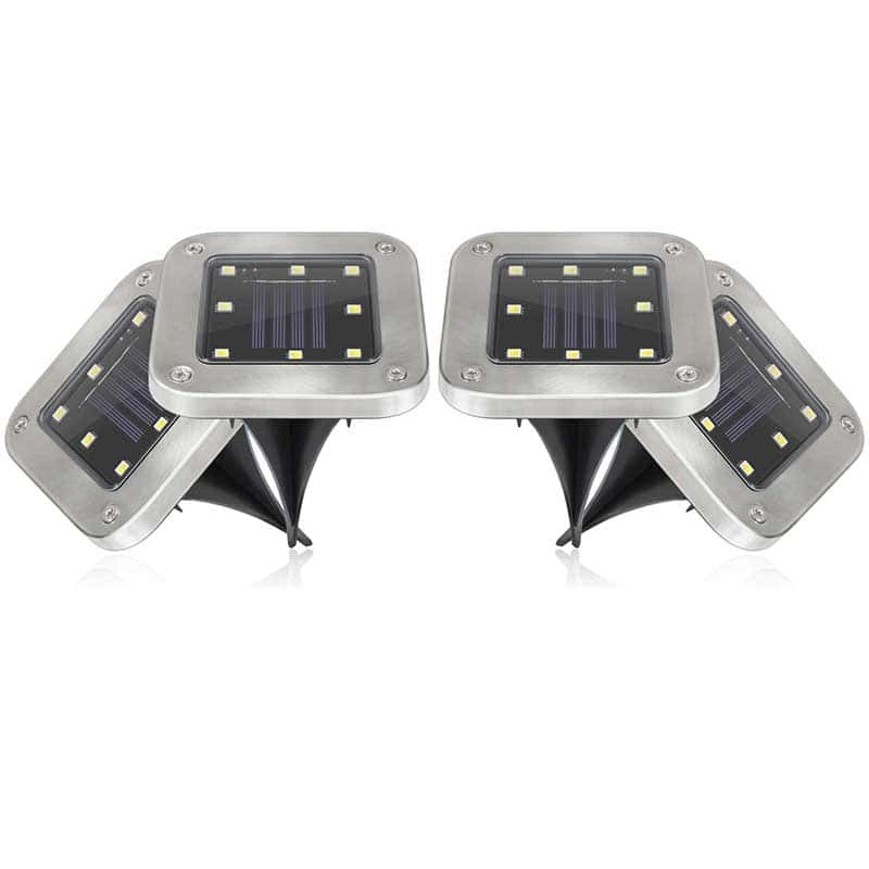 Baliza Solar Led Exterior "4 Estaca De Suelo Inox" (Cuadrado)