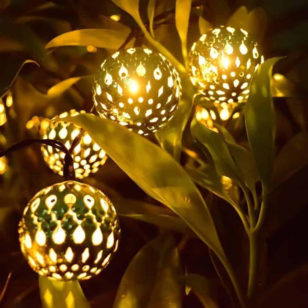 Guirnalda Solar Marroquí Luminosa "Bola Dorada/Plateada"