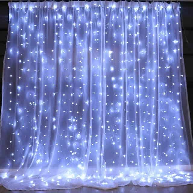 Guirnalda Solar Cortina Luminosa 300 Led Blanco
