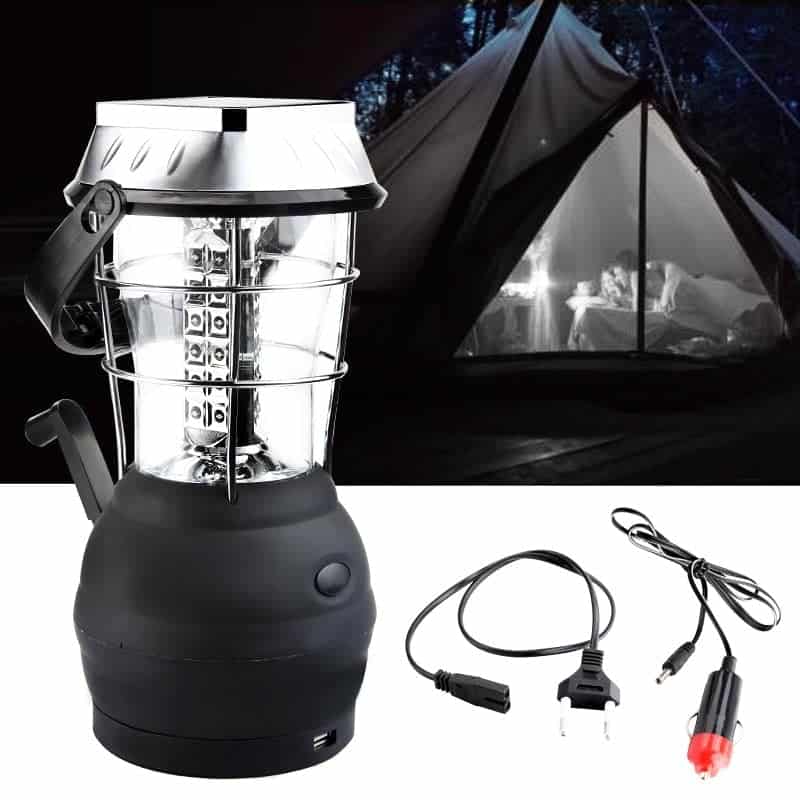 Lampara Solar Camping Negro Plateado