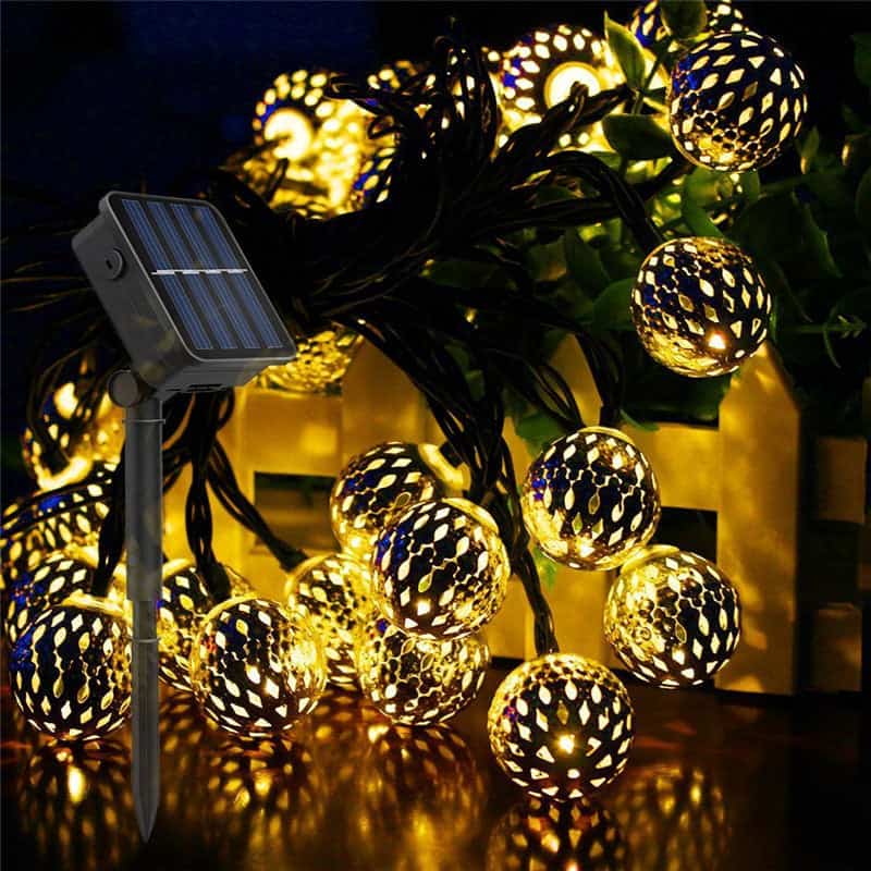 Guirnalda Solar Marroquí Plateado (20 Led)