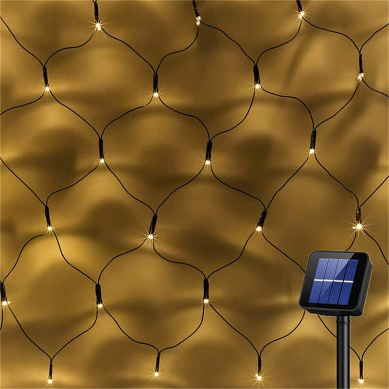 Guirnalda Solar Malla De Luz Amarilla 200 Led