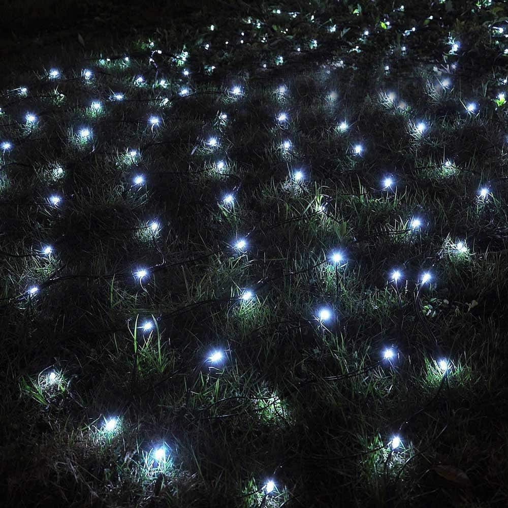 Guirnalda Solar Malla De Luz Blanca 200 Led