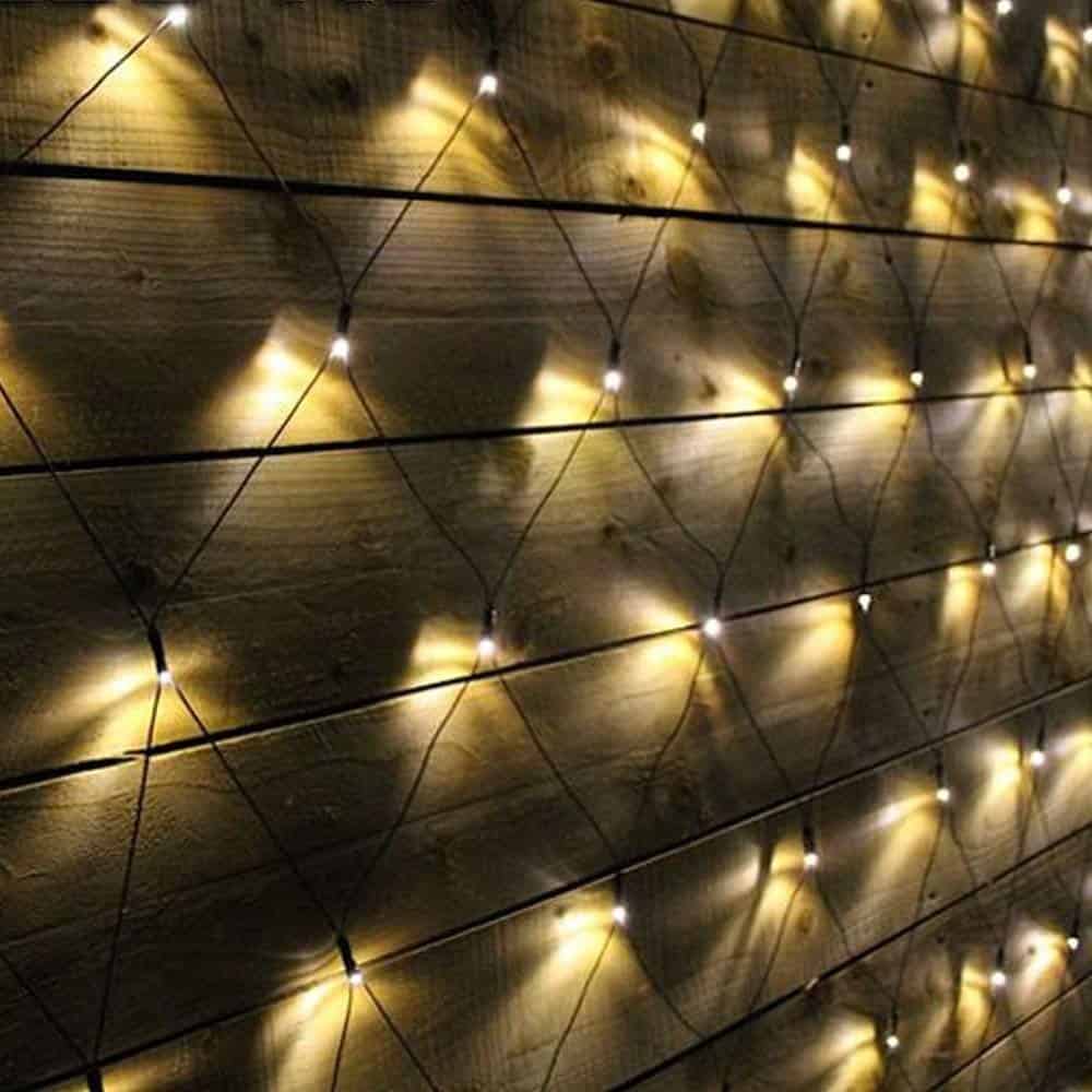 Guirnalda Solar Malla De Luz Amarilla 100 Led