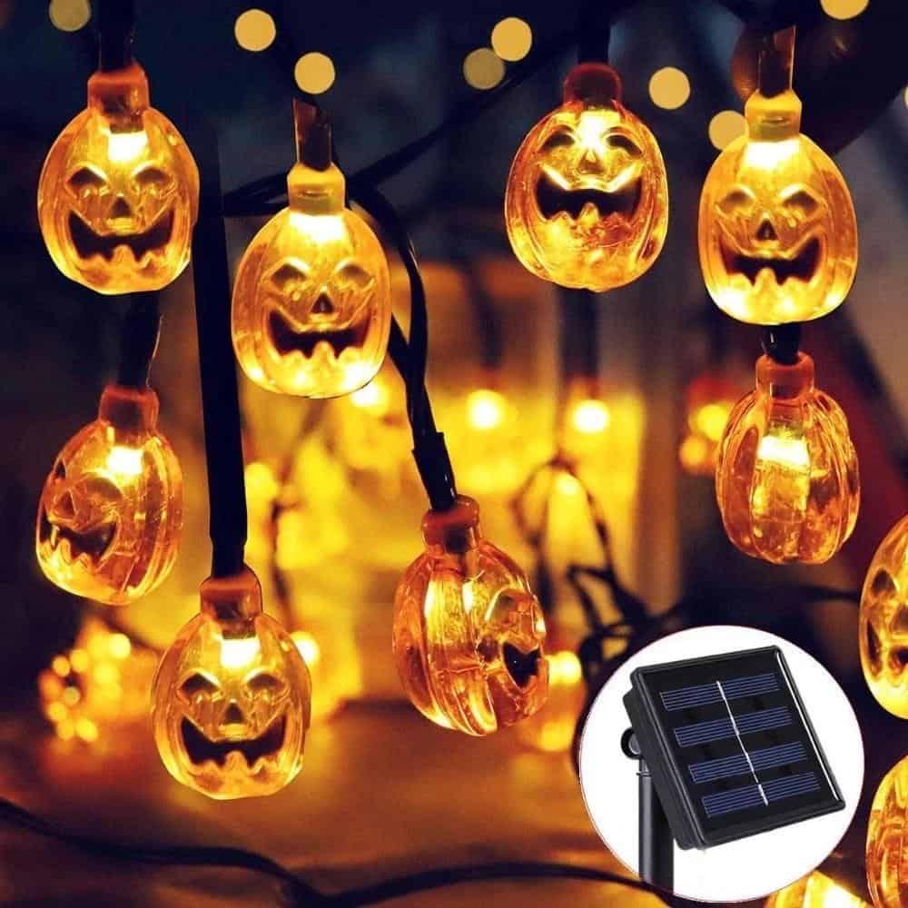 Guirnalda Luz Solar Exterior "Calabaza Con Cara"
