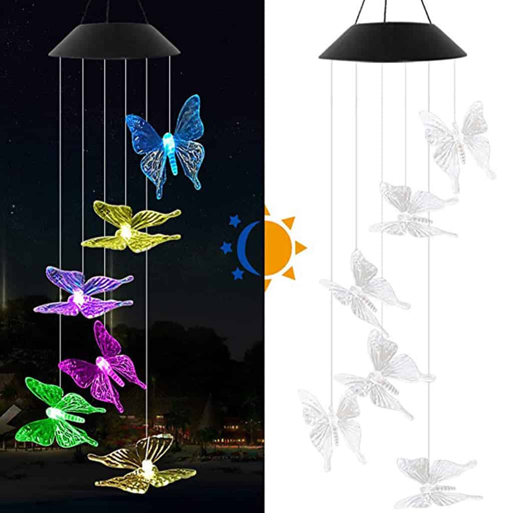 Lampara Solar Colgante - Carillon Exterior "Mariposa"