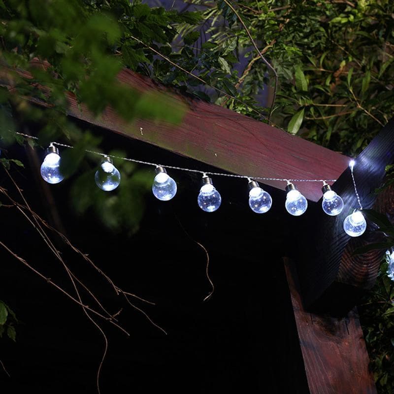 Guirnalda Solar 10 Bombillas Led Blancas Claras